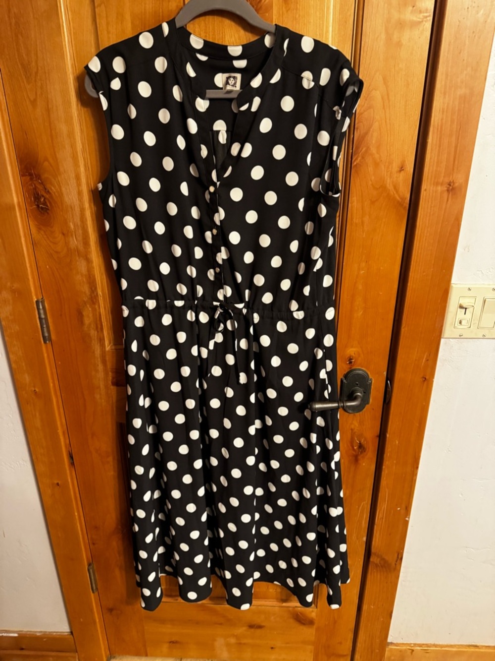 Anne Klein Navy and White Polka Dot Dress
